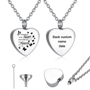 Butterfly Heart Locket Pendant Cremation Jewelry Ash Urn Necklace