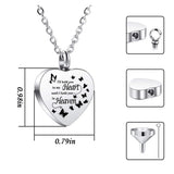Butterfly Heart Locket Pendant Cremation Jewelry Ash Urn Necklace