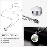 Bird Pattern Round Urn Necklace for Human Pet Ashes
