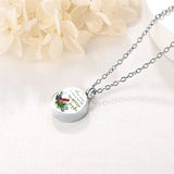 Bird Pattern Round Urn Necklace for Human Pet Ashes