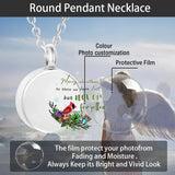 Bird Pattern Round Urn Necklace for Human Pet Ashes