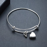 Heart Urn Bangle for Ashes Stainless Steel Bracelet with Funnel Kit