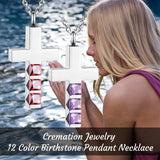 Cross Urn Necklace Retro Memorial Pendant 12 Colors Crystal