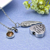Heart Urn Necklace & Birthstones Crystal Keepsake Jewelry-Your Wings Were Ready
