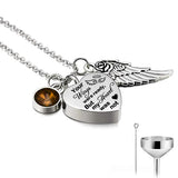 Heart Urn Necklace & Birthstones Crystal Keepsake Jewelry-Your Wings Were Ready