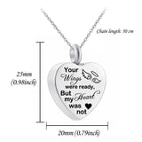 Heart Urn Necklace & Birthstones Crystal Keepsake Jewelry-Your Wings Were Ready