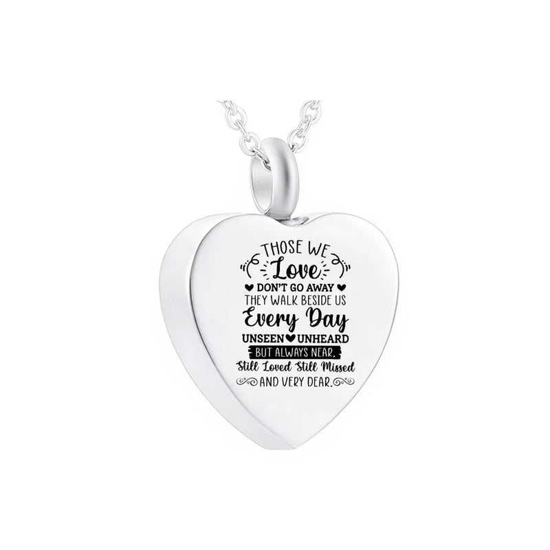 Heart Pendant Metal Urn Necklace - Hold You In My Heart - Cremation Jewelry