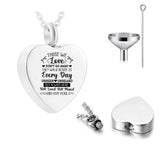 Heart Pendant Metal Urn Necklace - Hold You In My Heart - Cremation Jewelry