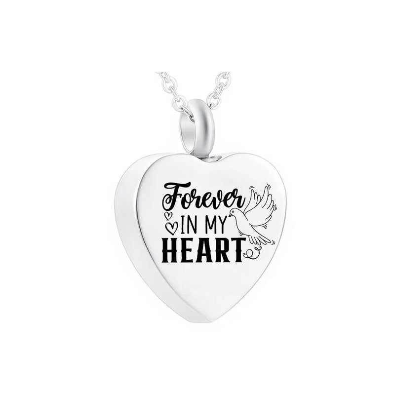 Aluminum Alloy Heart Urn Necklace with Metal Bird Pendant