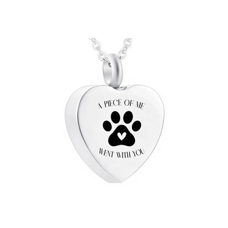 Cat Paw Cremation Jewelry Heart Pendant Stainless Steel Urn