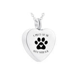 Cat Paw Cremation Jewelry Heart Pendant Stainless Steel Urn