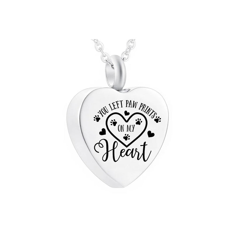 Cat Paw Stainlesssteel Heart Pendant Cremation Jewelry