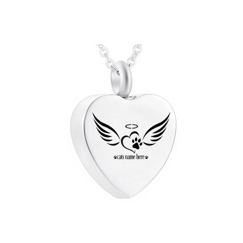 Pet Memorial Cremation Jewelry Heart Pendant Angel Wings Mini Urn