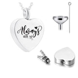 Heart Pendant Aluminum Urn Necklace, Commemorate Passed Family