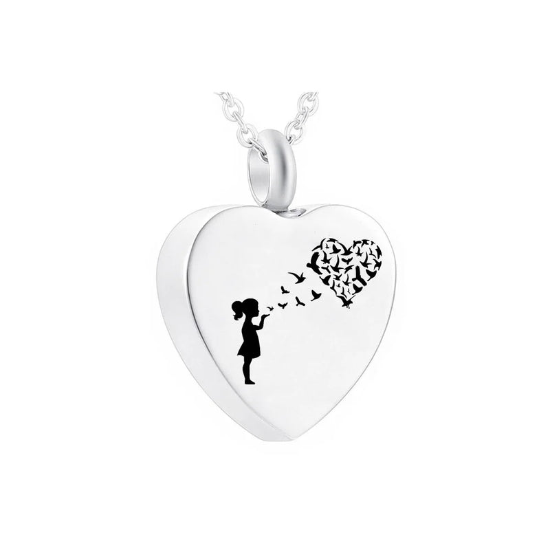 Heart Pendant Cremation Jewelry for Girl Stainless Steel Urn