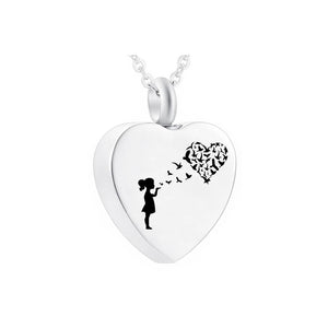 Heart Pendant Cremation Jewelry for Girl Stainless Steel Urn