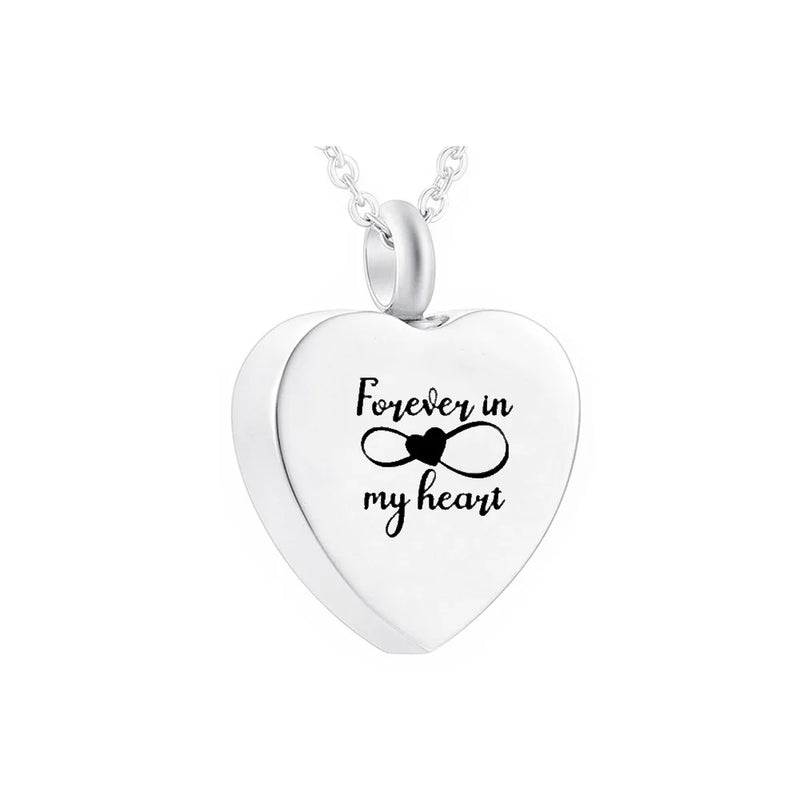 Heart Pendant Cremation Jewelry Stainless Steel Urn Box with Velvet Bag