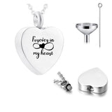 Heart Pendant Cremation Jewelry Stainless Steel Urn Box with Velvet Bag