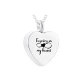Heart Pendant Cremation Jewelry Stainless Steel Urn Box with Velvet Bag