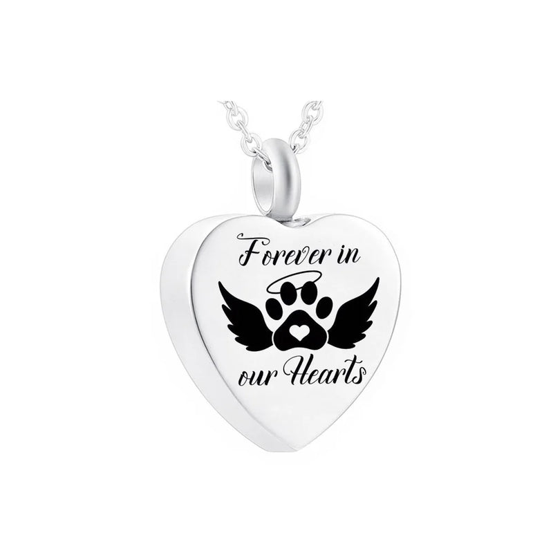 Heart Pendant Stainless Steel Urn Necklace Dog Claw Angel Wing Ashes Memorial