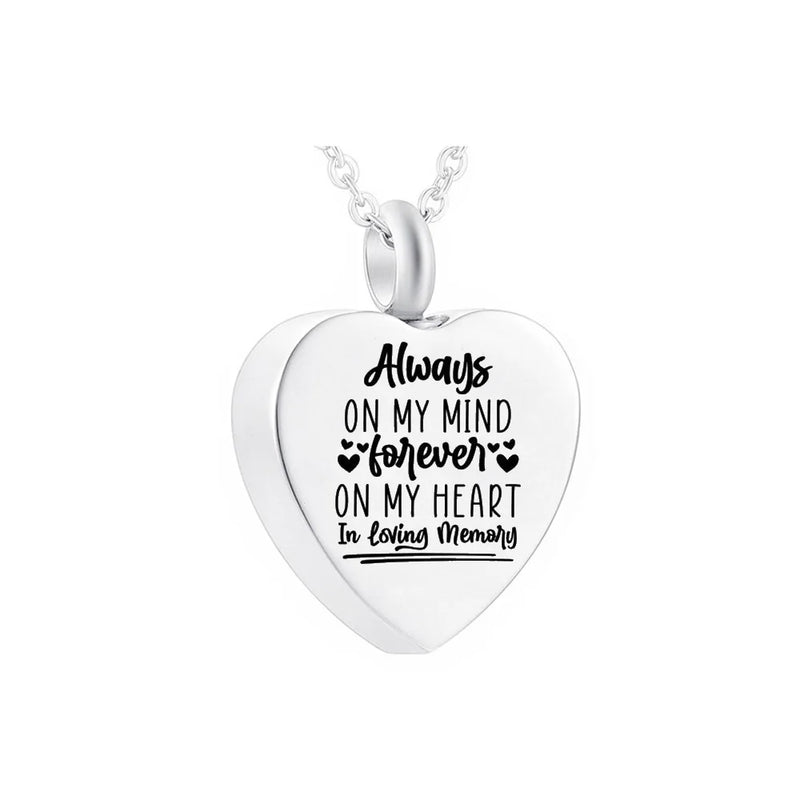 Heart Pendant Stainless Steel Urn Necklace Pet Ashes Cremation Jewelry
