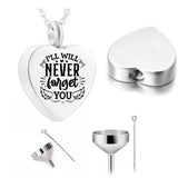 Heart Pendant Stainless Steel Urn Necklace for Pet Ashes Memorial