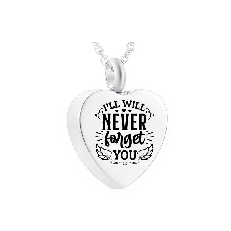 Heart Pendant Stainless Steel Urn Necklace for Pet Ashes Memorial