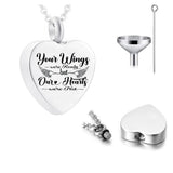 Heart Pendant Stainless Steel Urn Necklace Pet Ashes Memorial