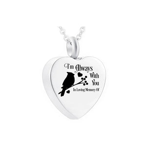 Angel Wing Cremation Jewelry Heart Pendant Stainless Steel Urn Necklace