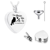 Angel Wing Cremation Jewelry Heart Pendant Stainless Steel Urn Necklace