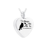 Angel Wing Cremation Jewelry Heart Pendant Stainless Steel Urn Necklace