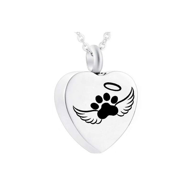 Angel Wing Heart Cremation Jewelry Stainless Steel Urn Pendant