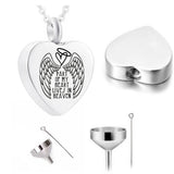 Angel Wings Heart Cremation Jewelry Stainless Steel Urn Pendant