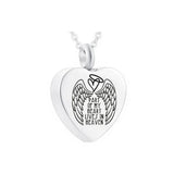 Angel Wings Heart Cremation Jewelry Stainless Steel Urn Pendant