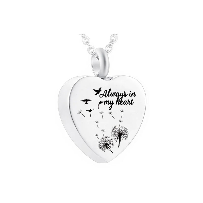 Heart Shaped Stainless Steel Urn Necklace - Ashes Memorial