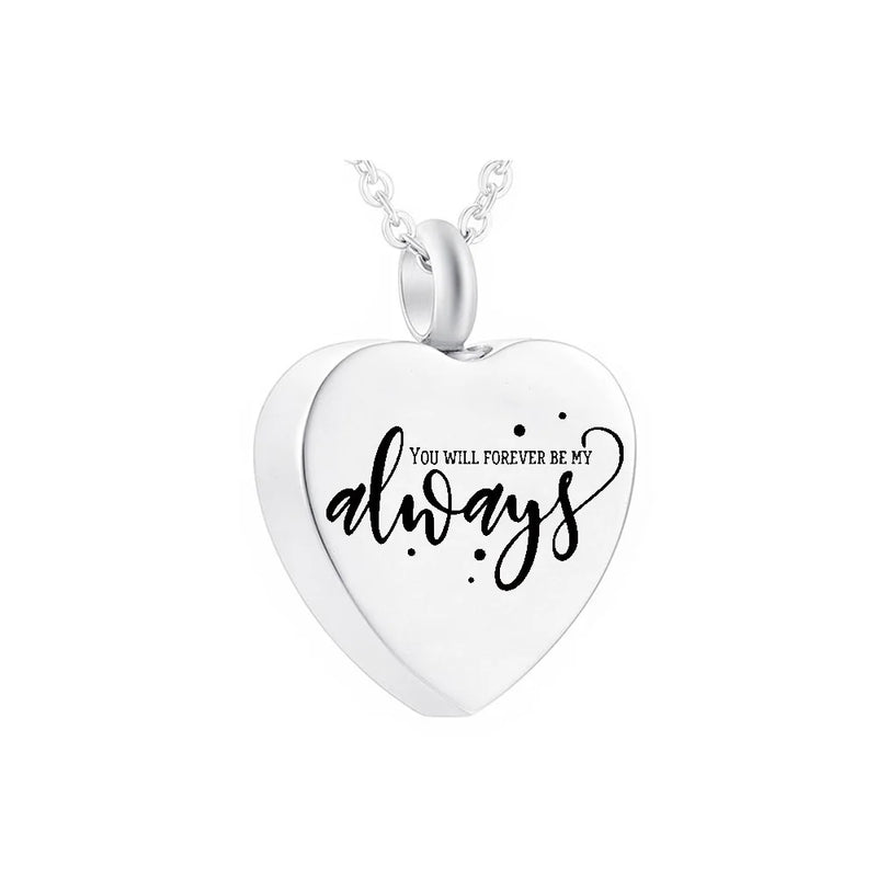Heart-Shaped Stainless Steel Metal Urn Necklace for Ashes