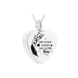 Heart Shaped Stainless Steel Urn Necklace for Mother - Feathers Goose Urn