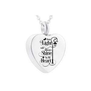 Heart-Shaped Stainless Steel Urn Pendant - Memorial Ashes Souvenir