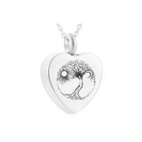 Tree Of Life Cremation Jewelry Heart Necklace Stainless Steel Urn