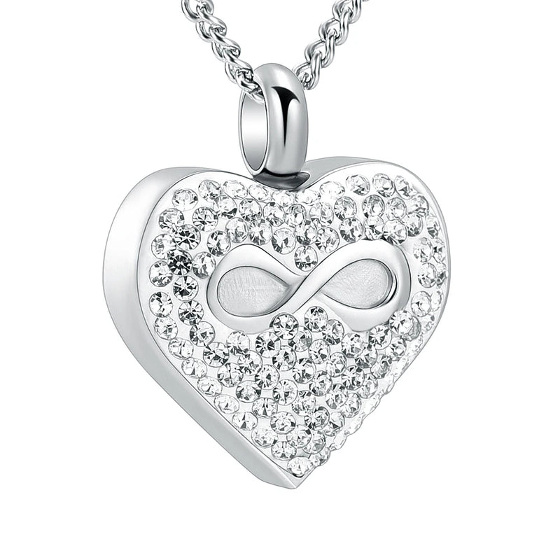 Infinity Heart Cremation Jewelry Urn Necklace for Ashes