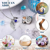 Heart Urn Necklace for Ashes with Navy Birthstone, Angel Wing Charm