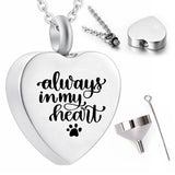 Cremation Jewelry Heart Pendant Always In My Heart Necklace