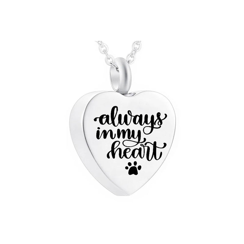 Cremation Jewelry Heart Pendant Always In My Heart Necklace