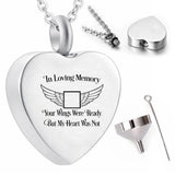 Heart-Shaped Stainless Steel Cremation Jewelry Pendant with Filling Kit