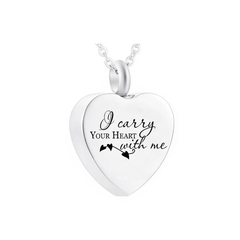 Stainless Steel Heart Urn Pendant for Ashes with Gift Bag