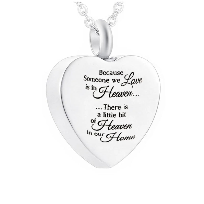 Stainless Steel Heart Urn Pendant for Ashes with Filling Kit
