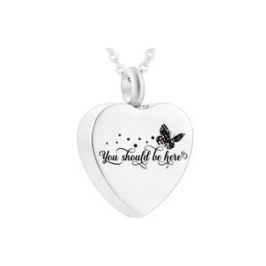Butterfly Heart Stainless Steel Cremation Pendant - You Should Be Here
