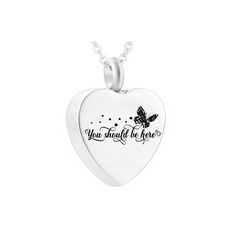 Butterfly Heart Stainless Steel Cremation Pendant - You Should Be Here