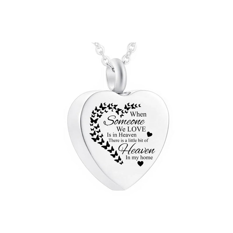 Heart-shaped Butterfly Cremation Jewelry - Stainless Steel Urn Pendant