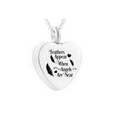 Stainless Steel Feather Ashes Pendant Necklace for Pet Ashes